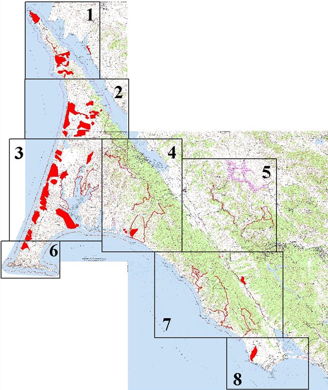 Good Point Reyes Rare Plants Map Map showing that rare plant surveys occur throughout Point Reyes National Seashore.