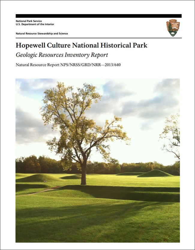 link to hopewell culture gri report download site image of gri report cover with park landscape image