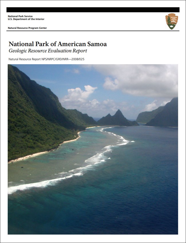 link to park gri geologic report download site image of gri report cover with photo of shoreline