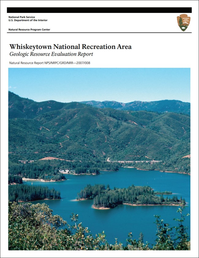 link to whiskeytown gri report download site image of whiskeytown gri report cover with photo of lake and mountains