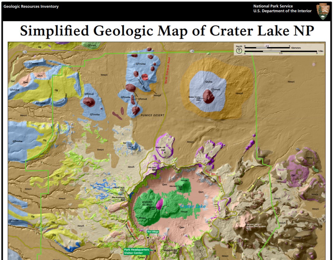 image of crater lake geologic map poster