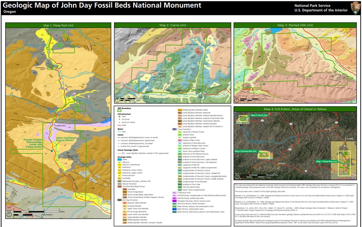 John Day Fossil Beds Map Nps Geodiversity Atlas—John Day Fossil Beds National Monument, Oregon (U.s. National Park Service)