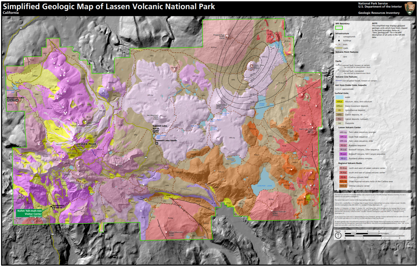 NPS Geodiversity Atlas Lassen Volcanic National Park California U S Gri Map Lavo