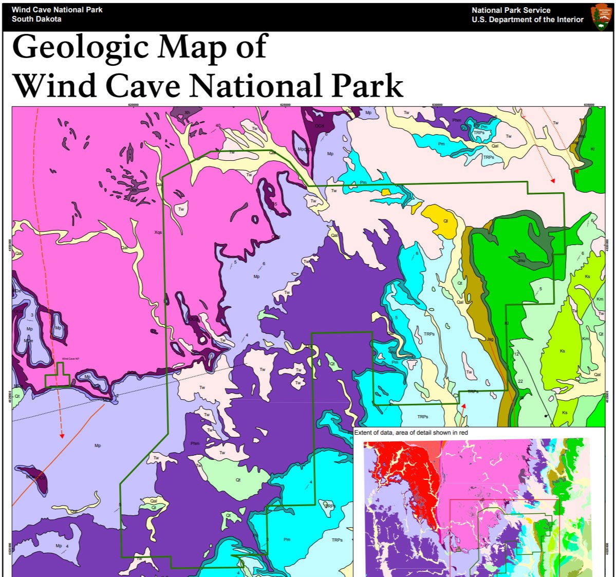 image of wind cave gri geologic map