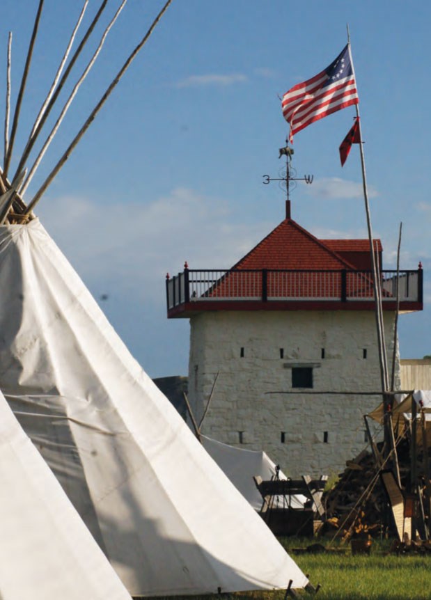 tipis and fort tower