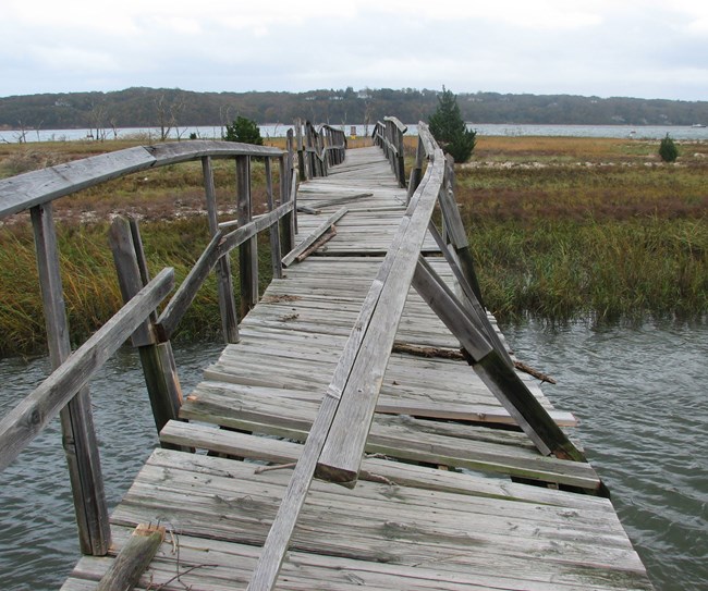 damaged wetlands boardwalk