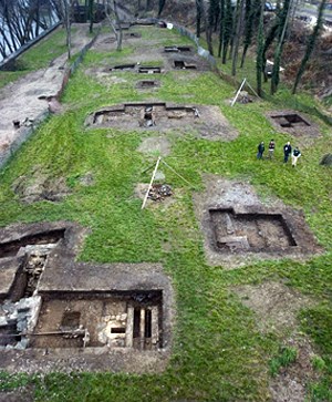 Overview of several excavated features.