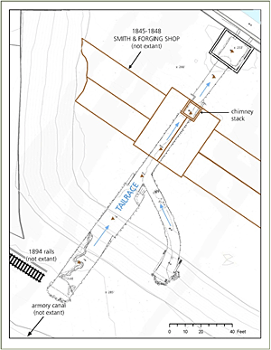 Map showing tailrace. Map showing tailrace.