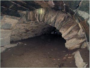 Inside of tunnel where two styles of construction meet. Inside of tunnel where two styles of construction meet.
