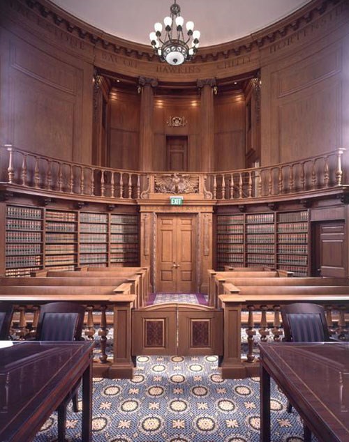Interior of a courtroom. (General Services Administration) Interior of a courtroom. (General Services Administration)