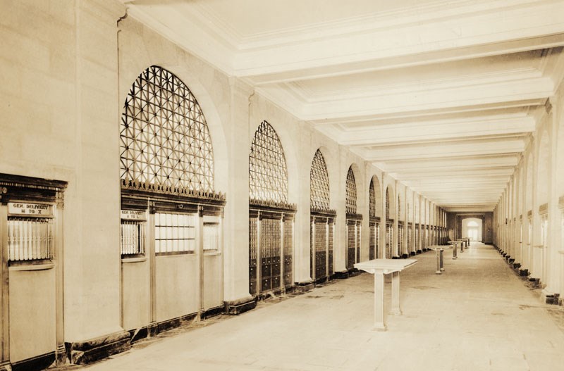 Interior of large post office building. (General Services Administration)