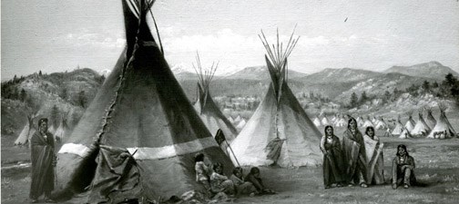 Figure 3. Jackson Photo of Jackson Drawing Showing Nez Perce Village.