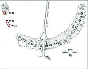 Map depicting spatial relationship of cabins.