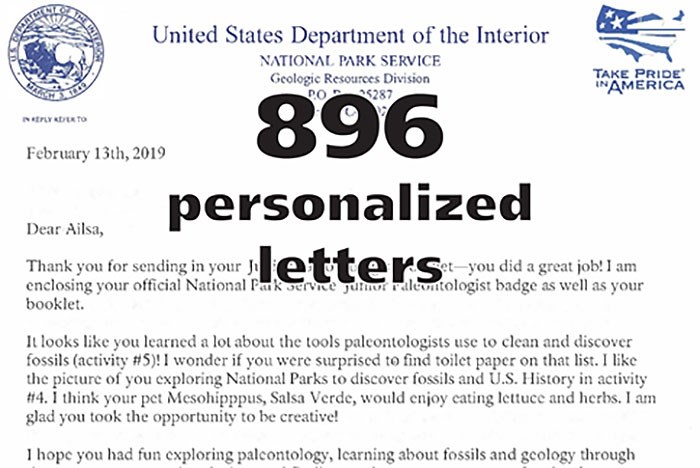 copy of official letter, text overlay reads: "896 personalized letters"