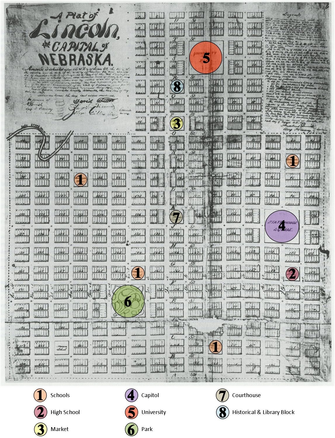 Original Plat of Lincoln, 1867