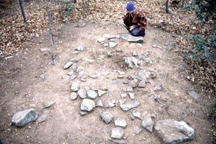 The pile of stones marks the location of a hut built by Civil War soldiers. The pile of stones (above) marks the location of a hut built by Civil War soldiers.