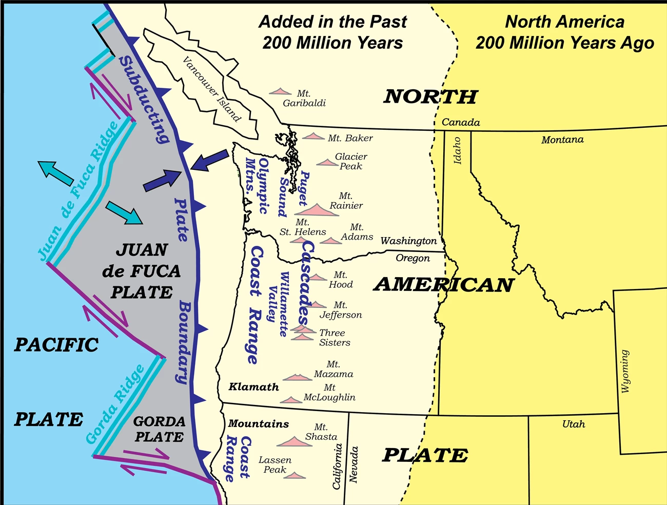 map growth of the pacific northwest map showing the growth of the pacific northwest as terranes were added along the subduction zone