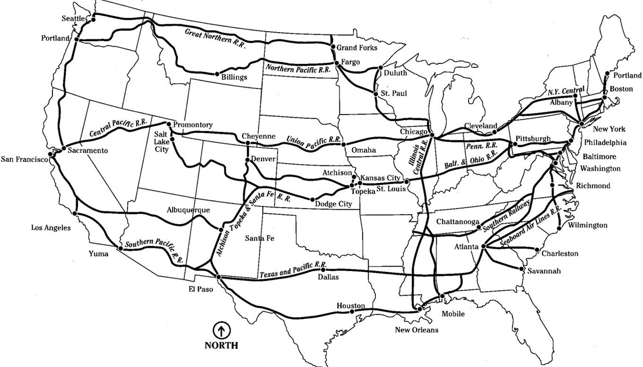 Major Railroads in the U.S., 1900.