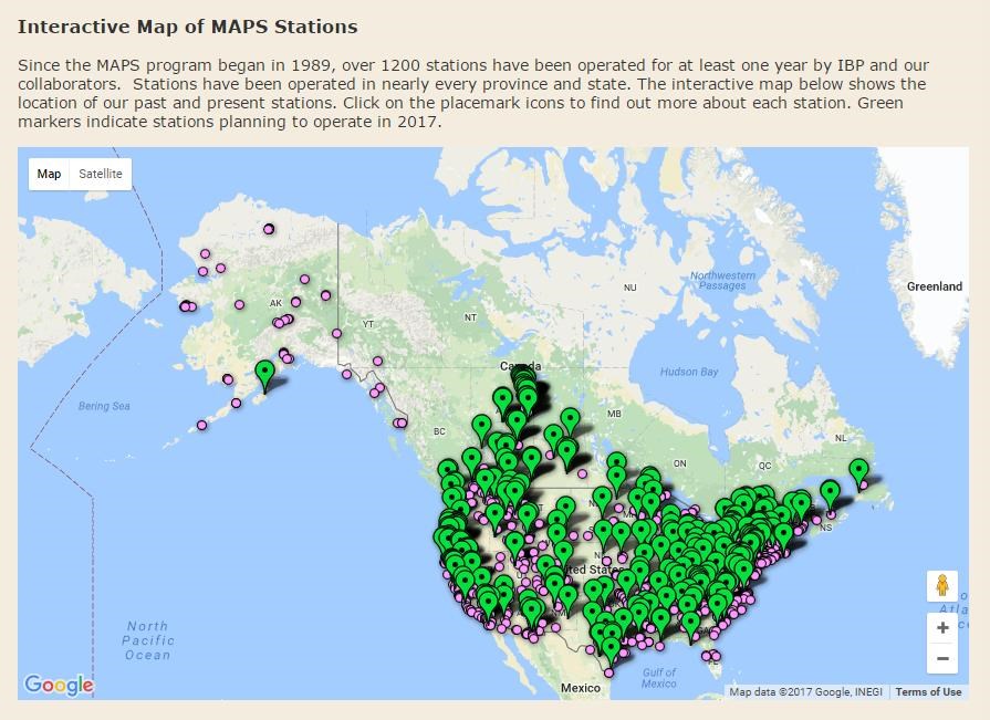 Screenshot of interactive map of MAPS sites Screenshot of interactive map of MAPS sites