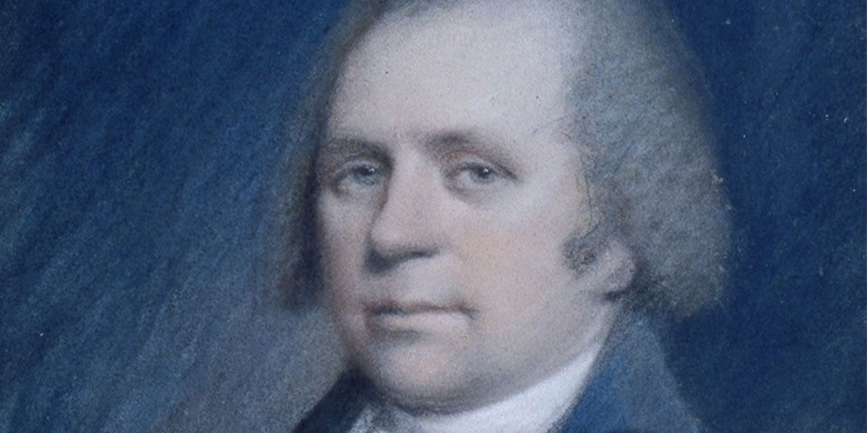 Color image of a portrait of James McHenry showing just his face.