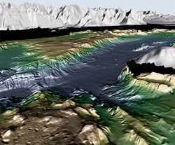 an illustration of the bathymetry of glacier bay