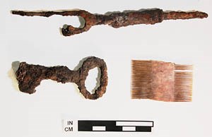 Personal items like this fork, nit comb, and key provide a window into the everyday lives of tavern patrons. Personal items like this fork, nit comb, and key provide a window into the everyday lives of tavern patrons.