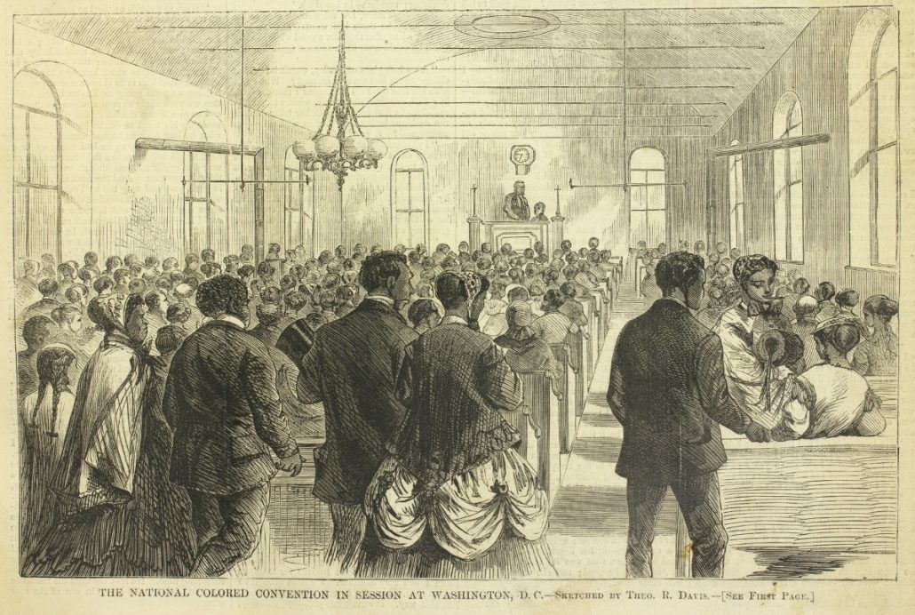 “The National Colored Convention in Session at Washington, DC.” Harper’s Weekly (February 6, 1869). Courtesy of the Library Company of Philadelphia, https://librarycompany.org/ “The National Colored Convention in Session at Washington, DC.” Harper’s Weekly (February 6, 1869). Courtesy of the Library Company of Philadelphia, https://librarycompany.org/