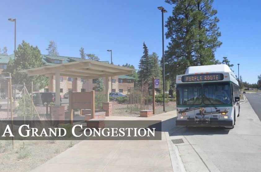 Shuttle bus arrives at a shuttle stop at Grand Canyon National Park © NPS Shuttle bus arrives at a shuttle stop at Grand Canyon National Park © NPS