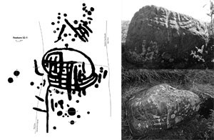 [photo] Illustration next to photos of rock art.