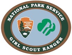NPS Girl Scout Ranger Patch with National Service Arrowhead logo and Girl Scouts of America logo