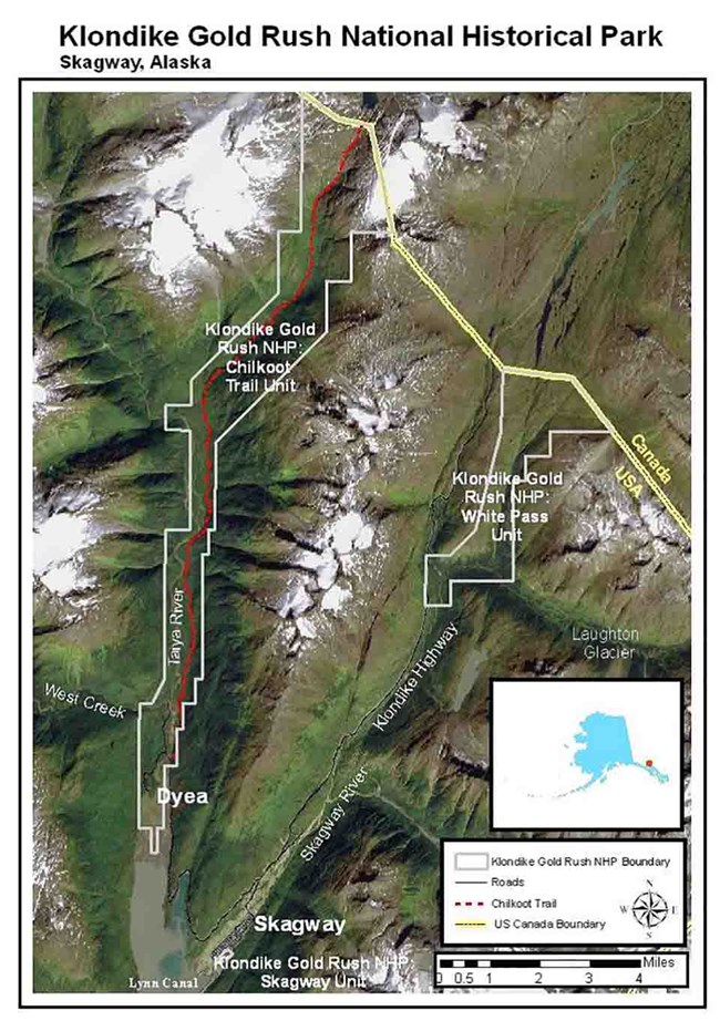 A map of Klondike Gold Rush NHP