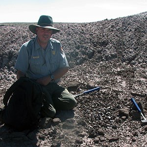 Parker doing fieldwork