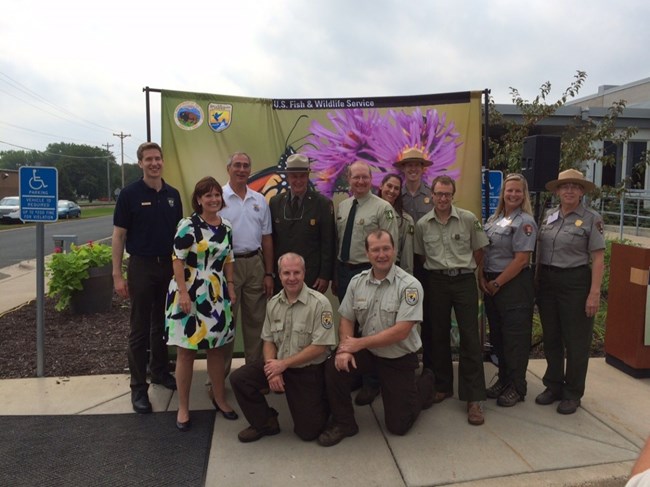 Stein, other agency employees, Congresswoman McCollum and other pollinator partners at their celebration