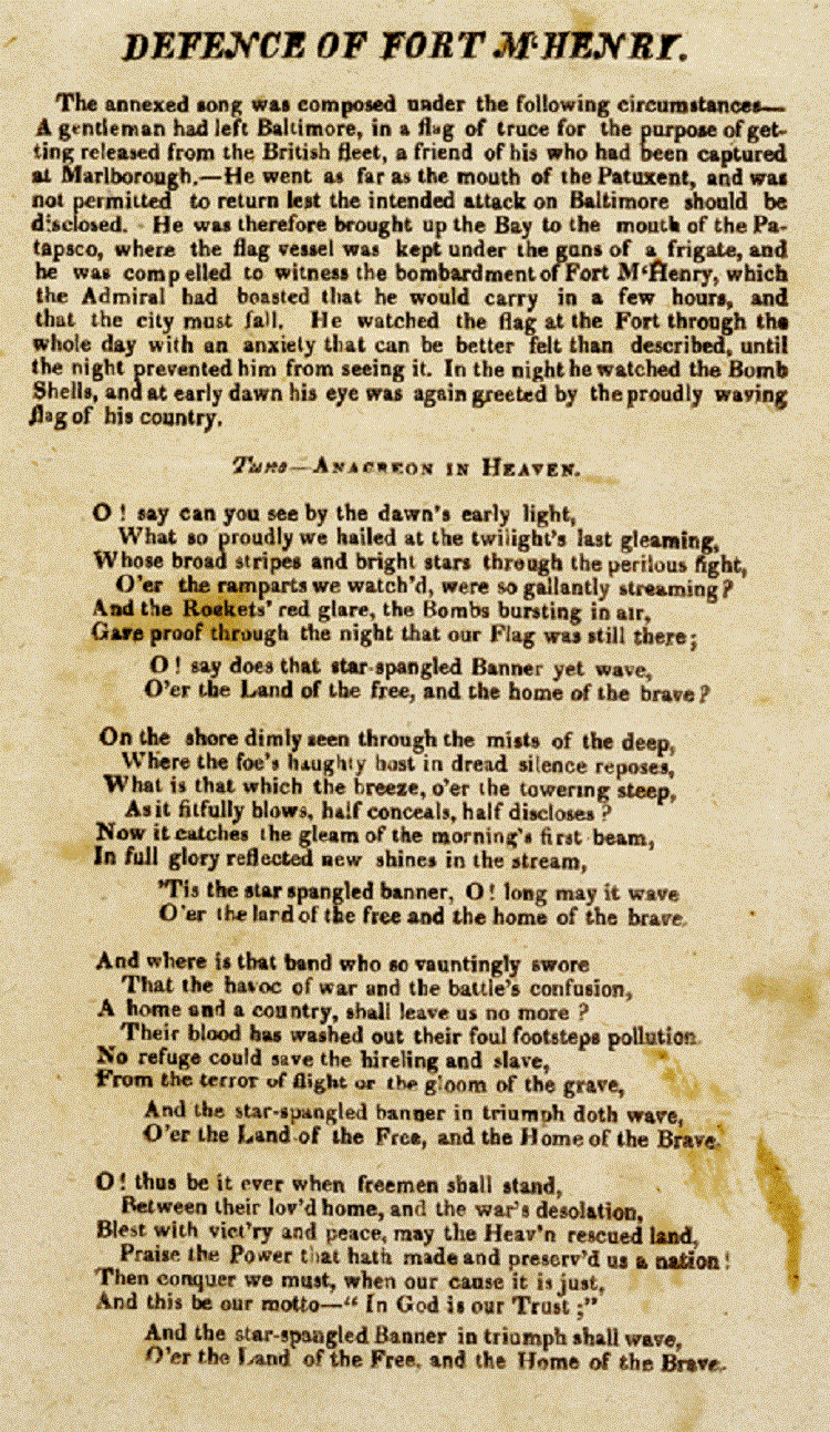 Francis Scott Key's poem about the American flag. (Courtesy of the Maryland Historical Society)