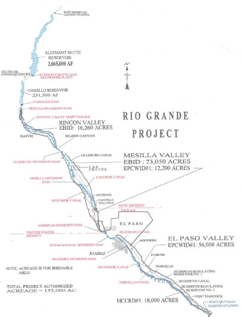 Map of the Rio Grande today. (Bureau of Reclamation)