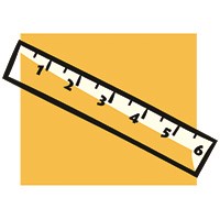 Ruler Illustration of a ruler with tick marks numbered 1 through 6