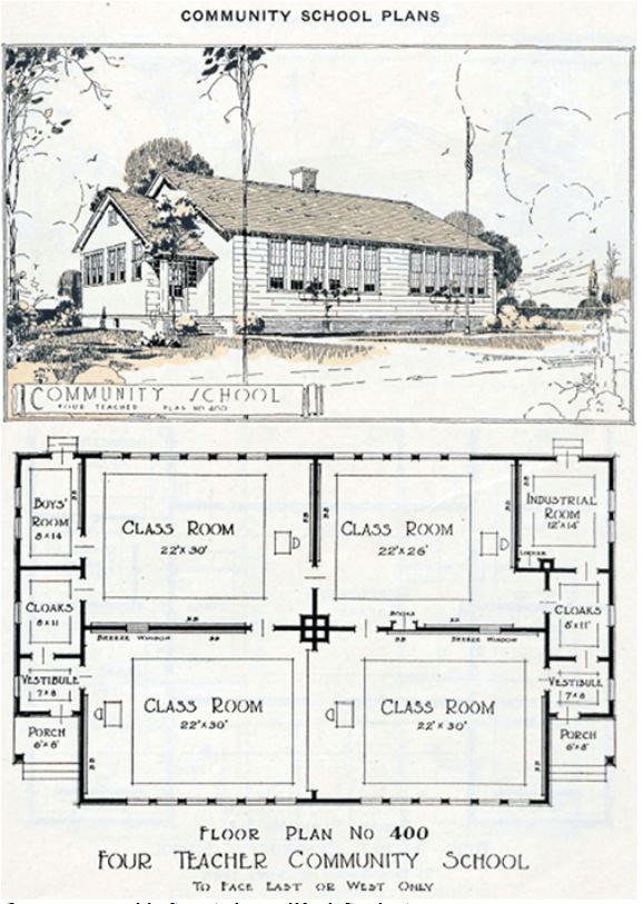 schoolhouse and floorplan