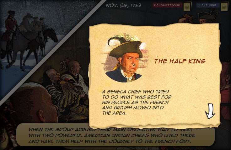 A close up of the Half King who is wearing a feathered hat.