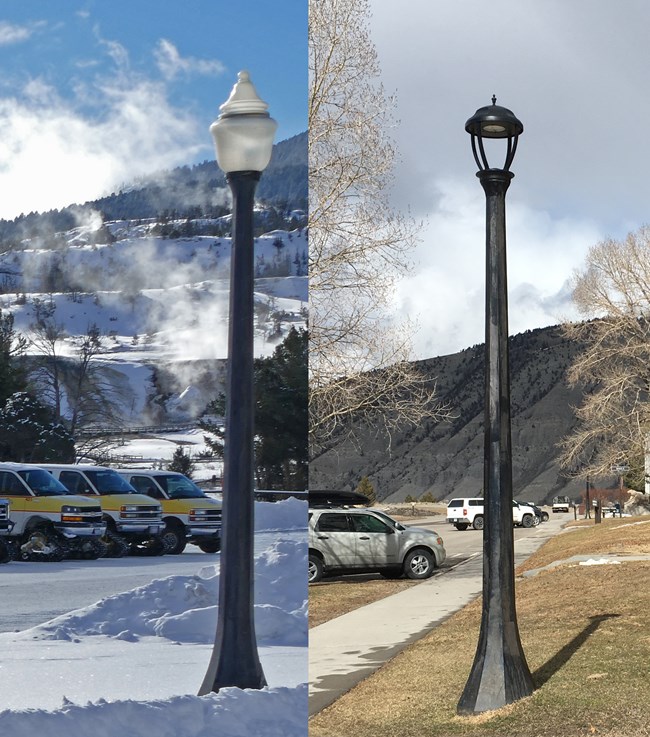 Side-by-side comparison of original lamps and new LED fixtures.
