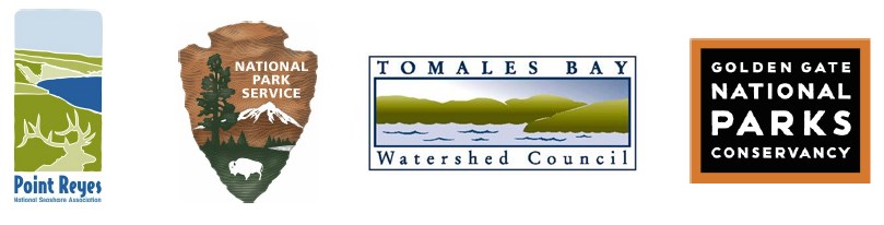 Point Reyes National Seashore Association, National Park Service, Tomales Bay Watershed Council, and Golden Gate National Parks Conservancy logos