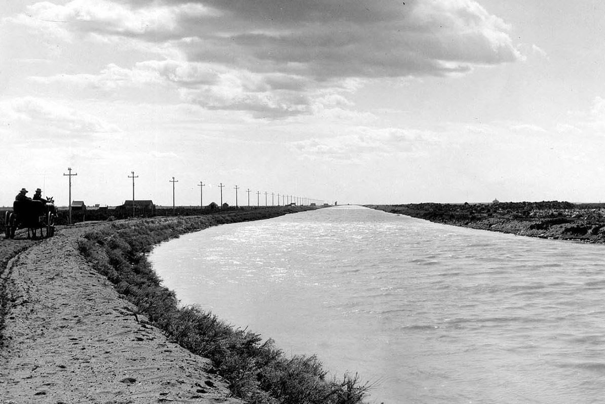 Canal and Transmission Lines, ca. 1915. (Bureau of Reclamation; photographer unknown)