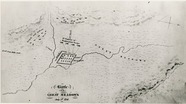 A map of the remnants of Fort Necessity drawn in 1830