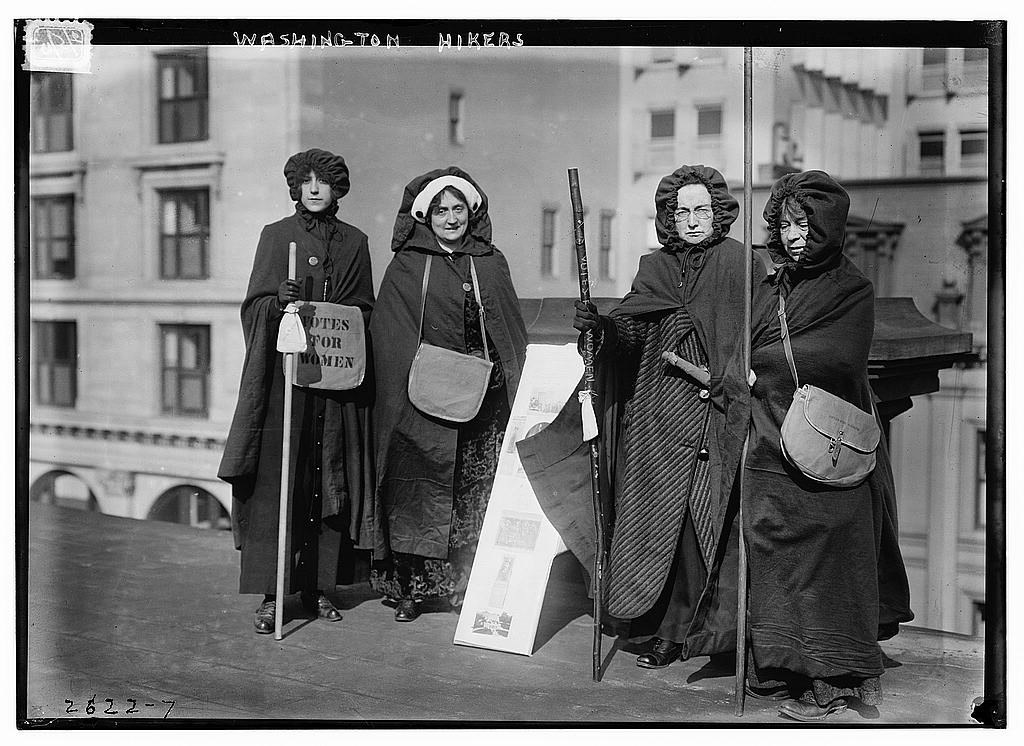 Suffrage hikers who took part in the suffrage hike from New York City to Washington, D.C. which joined the March 3, 1913 National American Woman Suffrage Association parade. Library of Congress, Lot 11052, https://www.loc.gov/item/2014692437/ Suffrage hikers who took part in the suffrage hike from New York City to Washington, D.C. which joined the March 3, 1913 National American Woman Suffrage Association parade. Library of Congress, Lot 11052, https://www.loc.gov/item/2014692437/