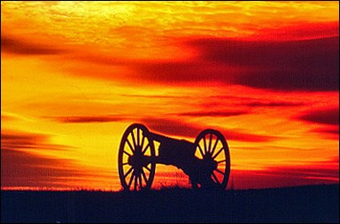 Cannon at sunset, Antietam National Battlefield
