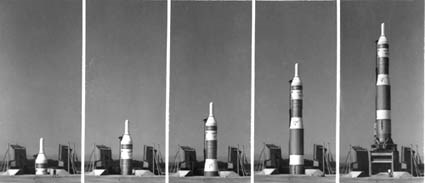 Titan I prepping for launch Series of images showing a missile rising out of the ground