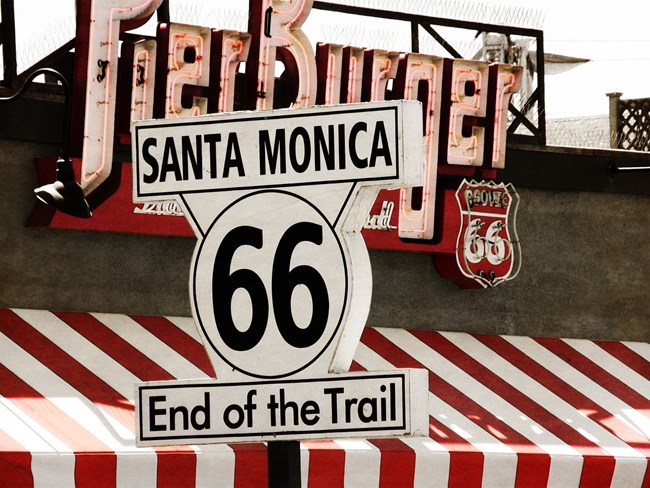 Route 66 sign.