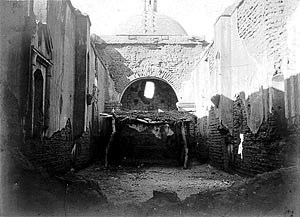 View inside ruined church.