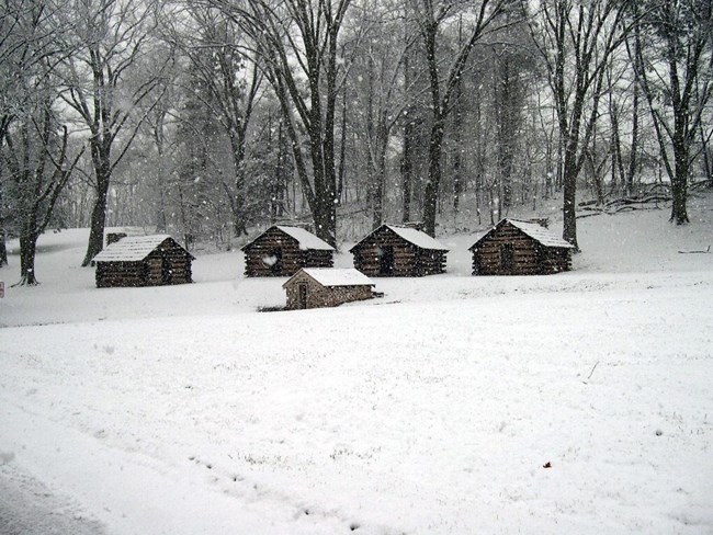 valley forge soldier cabins nps Reconstructed soldier cabins in the snow at Valley Forge. NPS