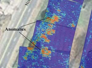 Computer generated imagery of radar returns.