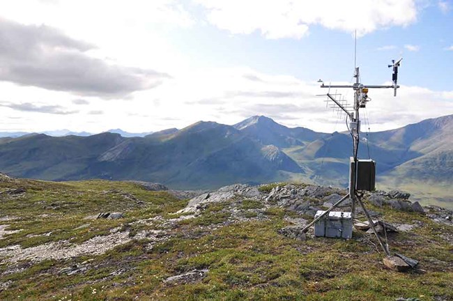 weather station A weather station in the mountains.